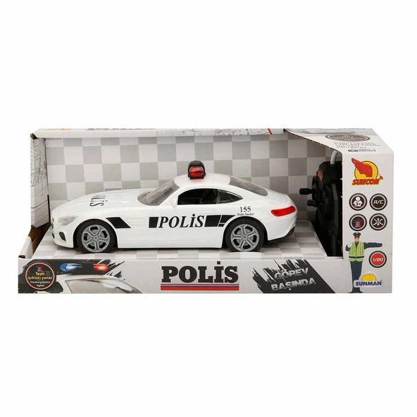 20357 Uzaktan Kumandalı Suncon Işıklı Polis Arabası 21 cm - 1 Adet Stokta Olan Gönderilir ürün görseli 1