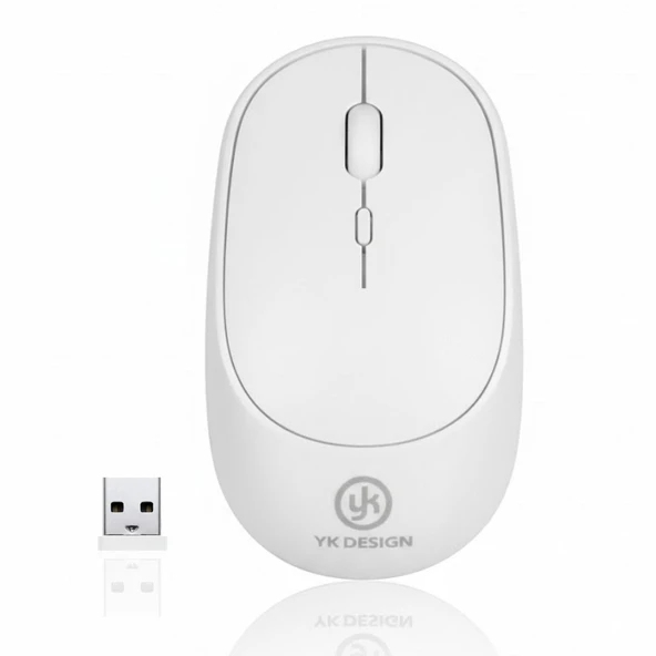 Beyaz Renkli Ergonomik Sessiz Kablosuz Mouse – USB Alıcılı, Ofis ve Oyun İçin Konforlu Bilgisayar Faresi MS6310 ürün görseli 1