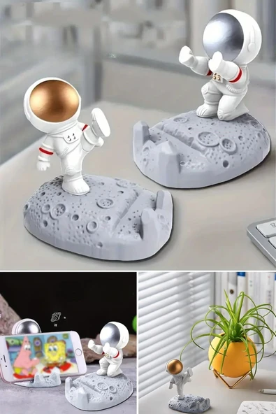 Mini Astronot Model Telefon ve Tablet Tutucu Standı - Resim 6