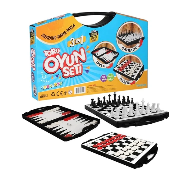 Toru 3 in 1 Çantalı Oyun Seti Satranç-Dama-Tavla ürün görseli 1