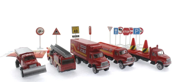 Die Cast Metal 20 Parça İtfaiye Seti - Tankerli - Resim 2