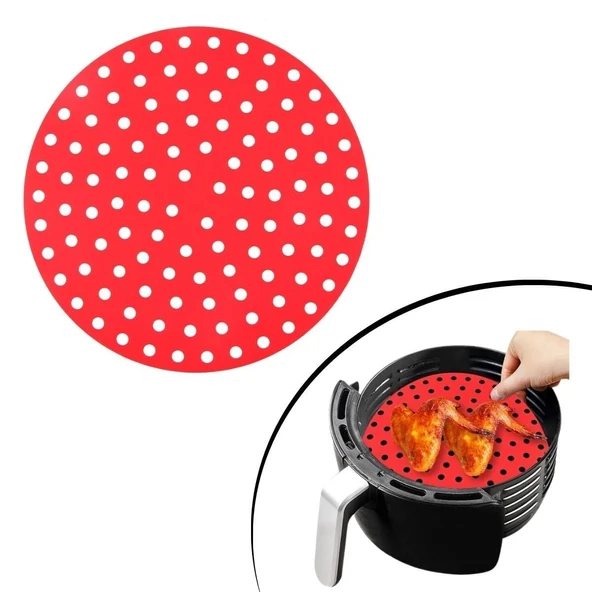 Siyah Isıya Dayanıklı Yıkanılabilir Silikon Fırın Ve Airfryer Yuvarlak Model Pişirme Matı 20 Cm ürün görseli 1