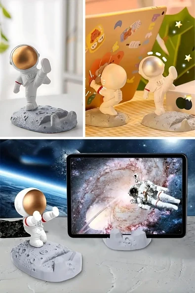Mini Astronot Model Telefon ve Tablet Tutucu Standı - Resim 8