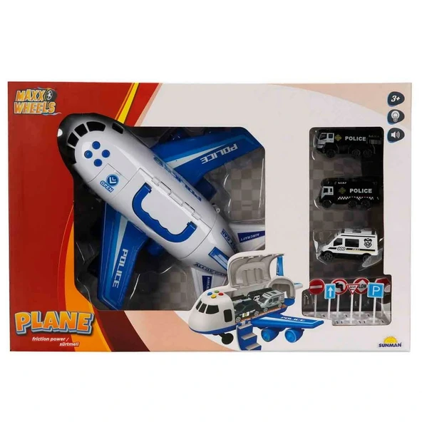Maxx Wheels Sesli ve Işıklı Sürtmeli Polis Uçağı - Resim 3