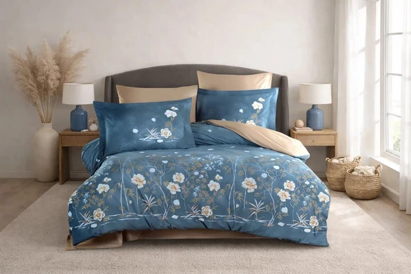 Hobby Çift Kişilik Poplin Nevresim Parlin Aqua ürün görseli 1
