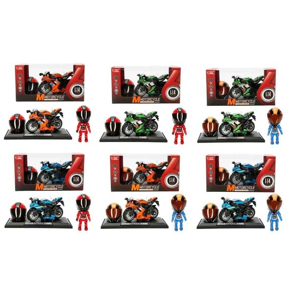 1:14 Sesli ve Işıklı Die Cast Çek Bırak Yarış Motosikleti S00005831 - 1 Adet Stokta Olan Gönderilir ürün görseli 1