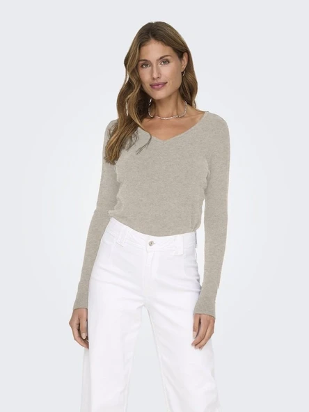 ONLVENICE LIFE LS VNECK PULLO KNT NOOS  Kadın Kazak 15333990 ürün görseli 1