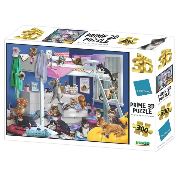 Prime 3D Giordano Yatak Odası Kedileri Puzzle 300 Parça ürün görseli 1