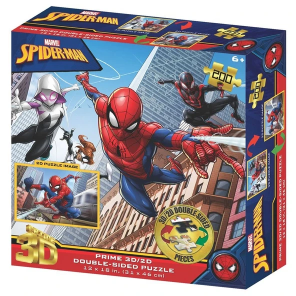 Prime 3D Marvel Spider-Man Çift Taraflı Puzzle 200 Parça ürün görseli 1