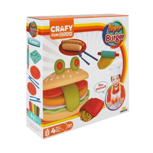 Crafy Süper Burger Oyun Hamuru Seti 200 gr. 12 Parça ürün görseli 1