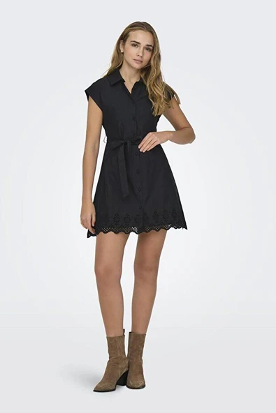 ONLLOU LIFE EMB S/S SHIRT DRESS PTM  Kadın Elbise 15314411 ürün görseli 1