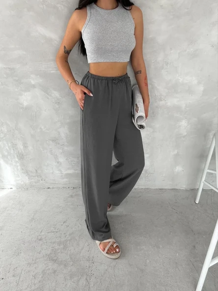 Ayrobin Oversize Kadın Pantalon - Füme - Resim 4