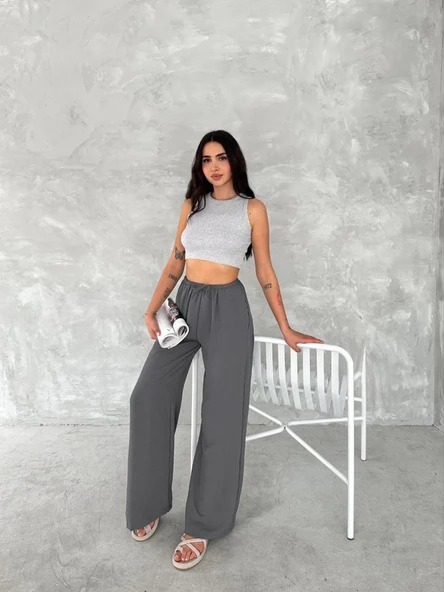 Ayrobin Oversize Kadın Pantalon - Füme - Resim 2