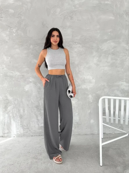 Ayrobin Oversize Kadın Pantalon - Füme - Resim 5