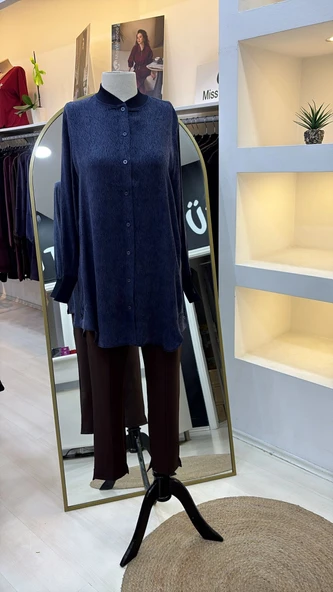 invee modal kumaş tunik 7254 lacivert - Resim 2