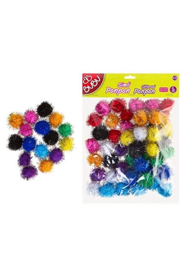 Bu-Bu Ponpon Simli 3 Cm 50'Li Karma Paket ürün görseli 1