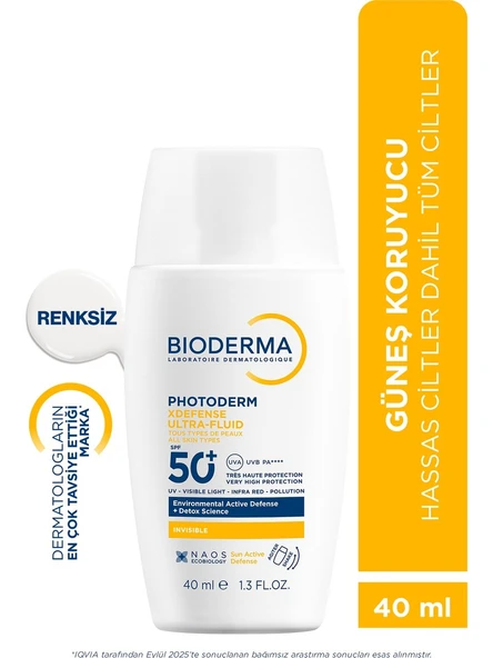 Bioderma Photoderm XDefense SPF50+ Hassas&Tüm Ciltler Yüksek Korumalı Akışkan Güneş Kremi Renksiz 40 ML ürün görseli 1