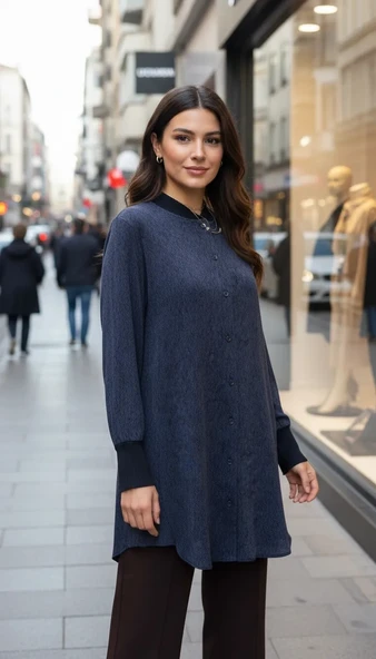 invee modal kumaş tunik 7254 lacivert ürün görseli 1