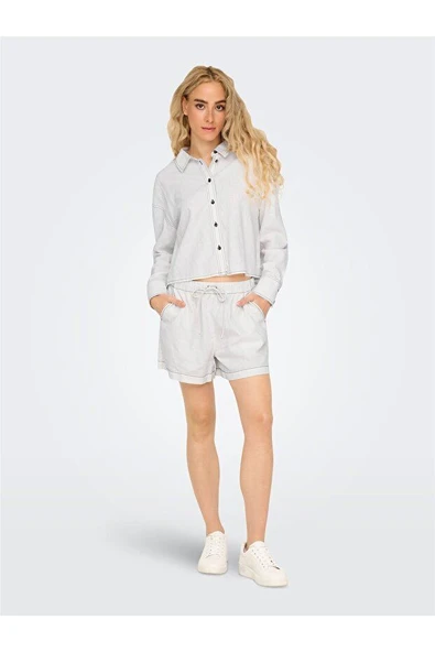 ONLCARO MW LINEN B PULL-UP SHORTS CC PNT  Kadın Şort 15314055 ürün görseli 1