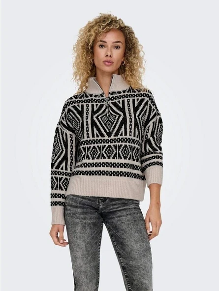 ONLFELICIA LS ZIP PULLOVER KNT  Kadın Kazak 15329930 ürün görseli 1
