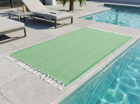 LUDIA %100 Pamuklu Çizgili Yeşil Peştemal Havlu Banyo ve Plaj Havlusu 90x185 cm ürün görseli 1