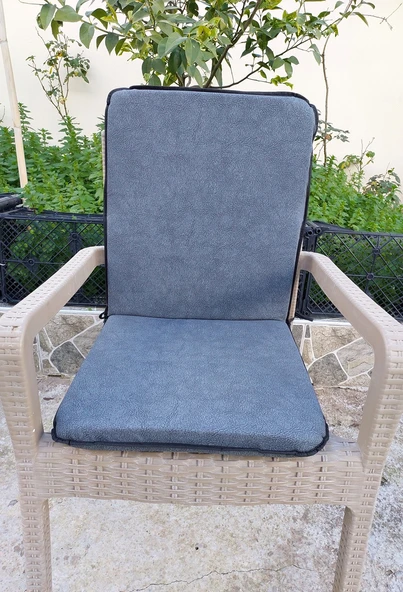 6 Adet Rattan Arkalıklı Sandalye Minderi (Kalınlık 4cm)-Primer K.Gri ürün görseli 1