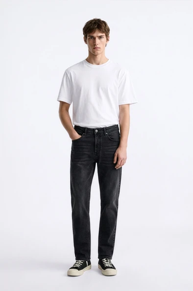 Erkek Slim Fit Düz Kesim Dar Paça Antrasit Jean Pantolon ürün görseli 1