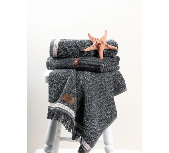 Cotton Box 1'lü Jakarlı Havlu (50x90)-Denim Anrasit ürün görseli 1
