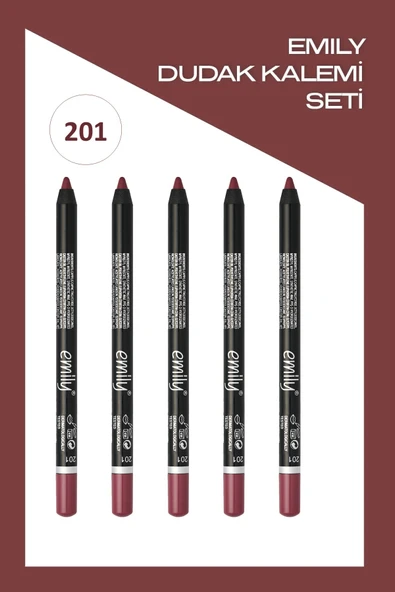 Emily Long Lasting Lip Pencil No: 201 - Dudak Kalemi x5 ürün görseli 1
