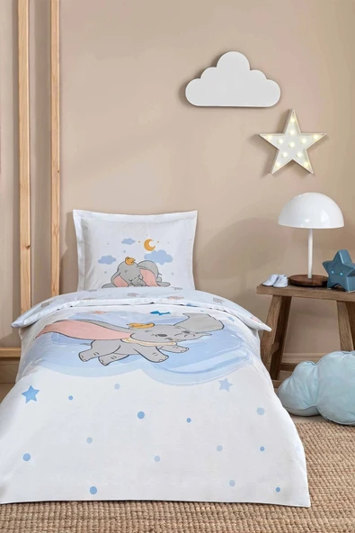 Özdilek Ranforce Lisanslı Bebek Beşik Nevresim Takımı-Dumbo Dream Mavi ürün görseli 1