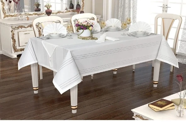Beytuğ Golden Laurel Tablec Loths Masa Örtüsü 150*220 Beyaz ürün görseli 1