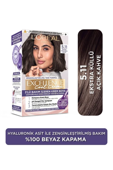 L’oréal Paris Excellence Cool Creme Saç Boyası – 5.11 Ekstra Küllü Açık Kahve ürün görseli 1