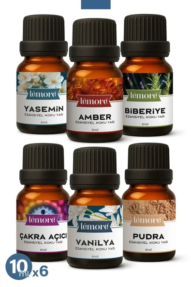 6'lı Set 2 Esansiyel Uçucu Yağ Buhurdanlık Yağı Hava Nemlendirici Aroma Difüzörü Kokusu Esans 10ml Set2 ürün görseli 1