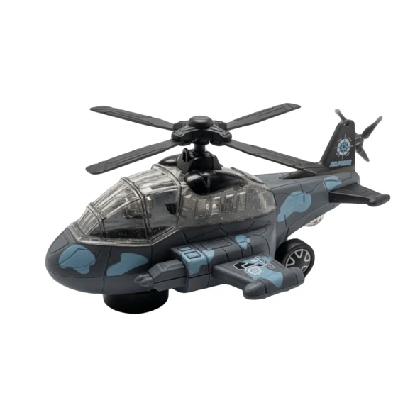 Işıklı Müzikli Hareketli Çarpıp Dönen Askeri Oyuncak Helikopter 30CM ürün görseli 1