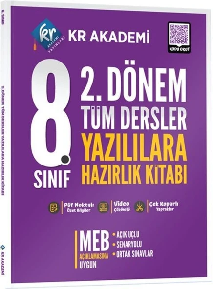 8. Sınıf 2. Dönem Tüm Dersler Yazılılara Hazırlık Kitabı KR Akademi ürün görseli 1