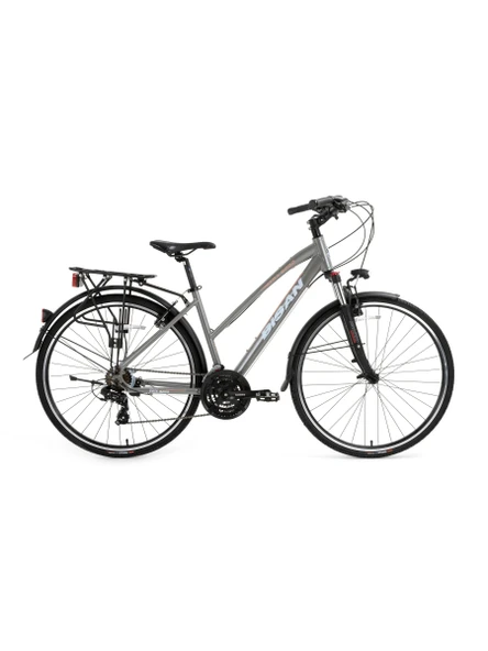 BİSAN TRX 8200 CITY KADIN ŞEHİR BİSİKLETİ 45CM V 28 JANT 21 VİTES AÇIK METALİK GRİ PEMBE BEYAZ ürün görseli 1