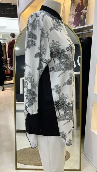 invee desenli gömlek 7258 EKRU - Resim 5