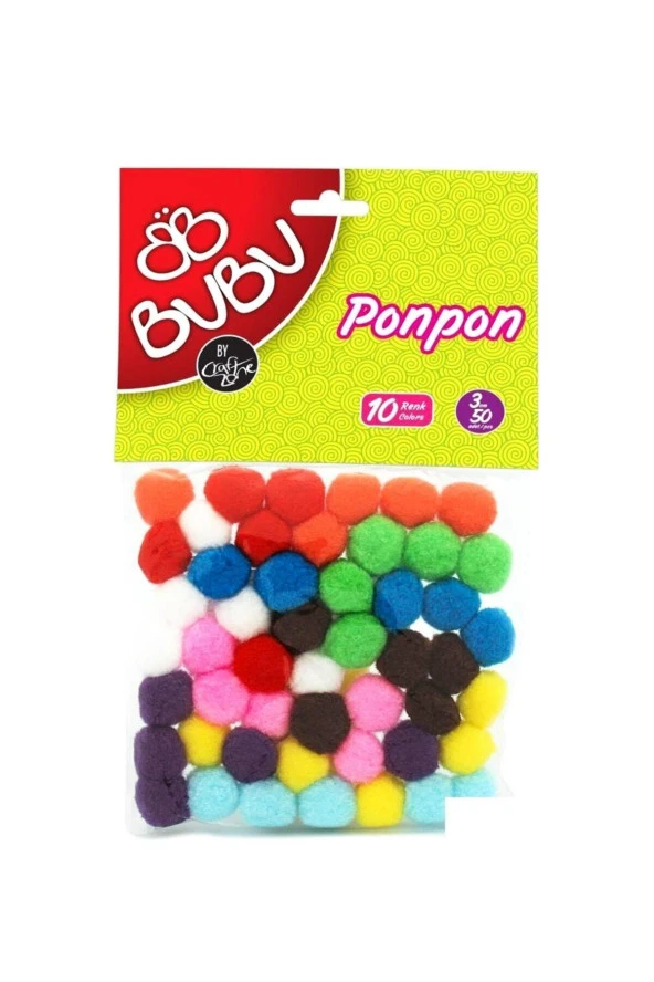 Bu-Bu Pon Pon 3 CM 50 Lİ Karma Paket ürün görseli 1