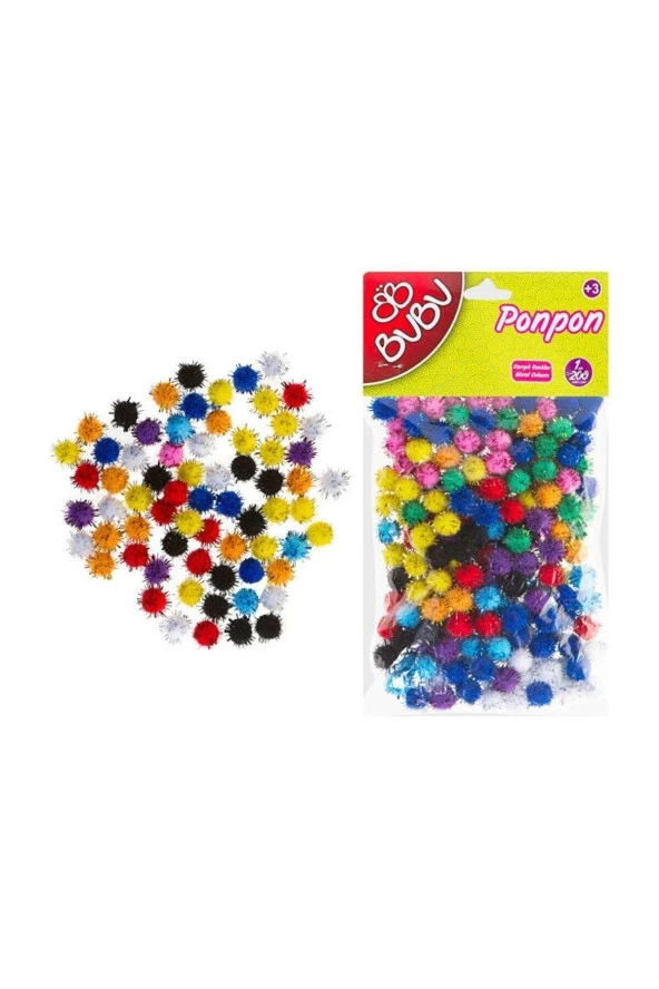 Bu-Bu Ponpon Simli 1 Cm 200 Lü Karma 10 mm x 10 mm ürün görseli 1