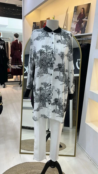 invee desenli gömlek 7258 EKRU - Resim 2