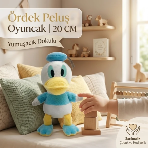 Ördek Peluş Oyuncak 20 CM – Yumuşacık Dokulu Sevimli Mini Peluş  Sarılmalık ürün görseli 1