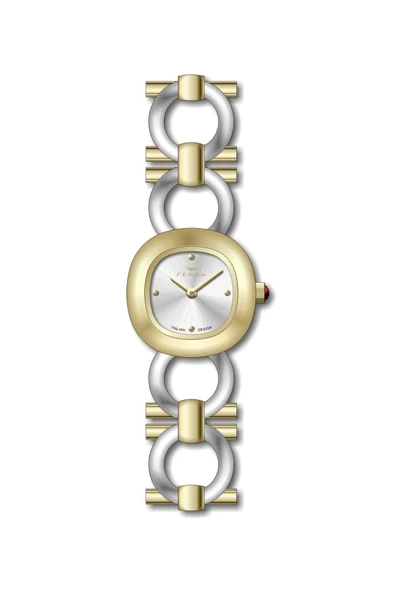 Ferro FL40175A-D Quartz Çelik Gri Sarı 25 mm Kadın Kol Saati ürün görseli 1