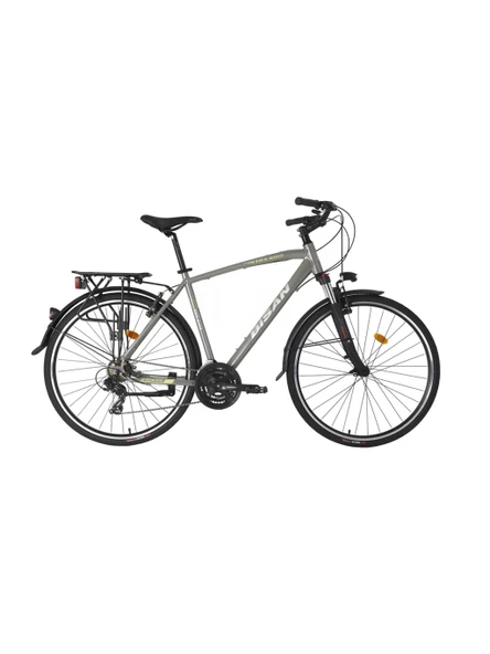 BİSAN TRX 8100 CITY ERKEK ŞEHİR BİSİKLETİ 56CM V 28 JANT 21 VİTES AÇIK METALİK GRİ YEŞİL BEYAZ ürün görseli 1
