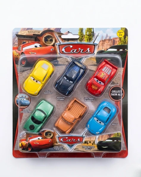 Cars 6’lı Mini Araba Seti Renkli Karakter Araçlar Çocuk Koleksiyon ve Oyun Seti ürün görseli 1