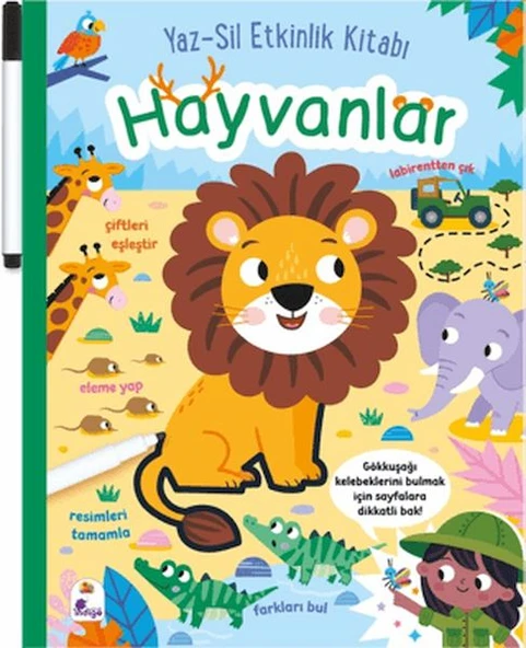 Yaz-Sil Etkinlik Kitabı - Hayvanlar (Kalemli) ürün görseli 1