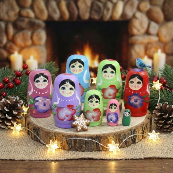 4'Lü Ahşap Matruşka - Resim 2