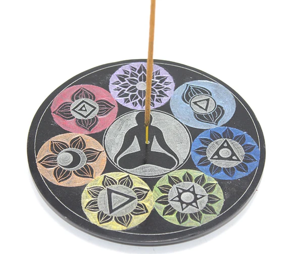 Obsidian Taşı 7 Çakra (Chakra) Tasarımı Tütsülük ürün görseli 1