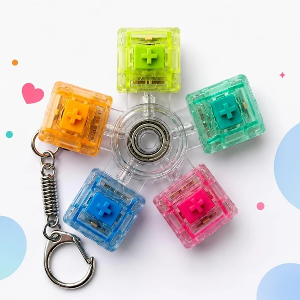 Mekanik Switch Klavye Stres Çarkı - Renkli Tuşlu Fidget Oyuncak ürün görseli 1