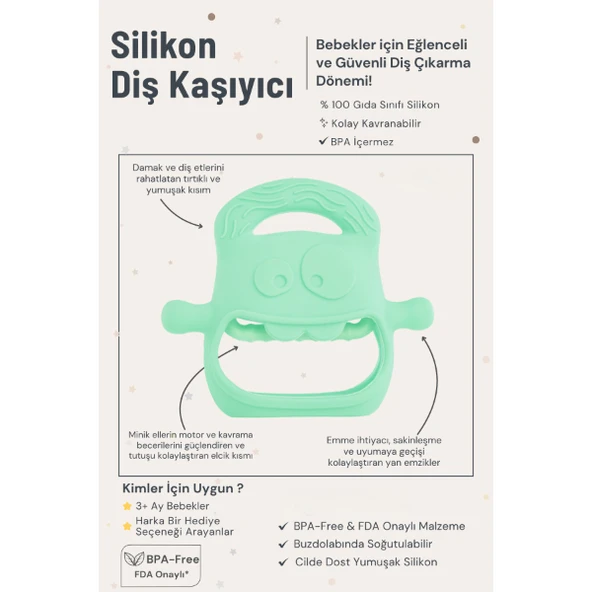 Yeşil Bebek Silikon Kaşıyıcı - Resim 4