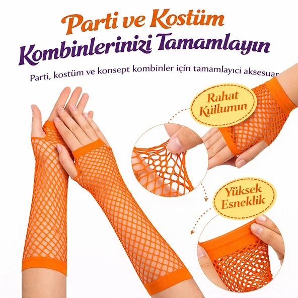 Turuncu File Parmaksız Eldiven 26 Cm - Resim 2